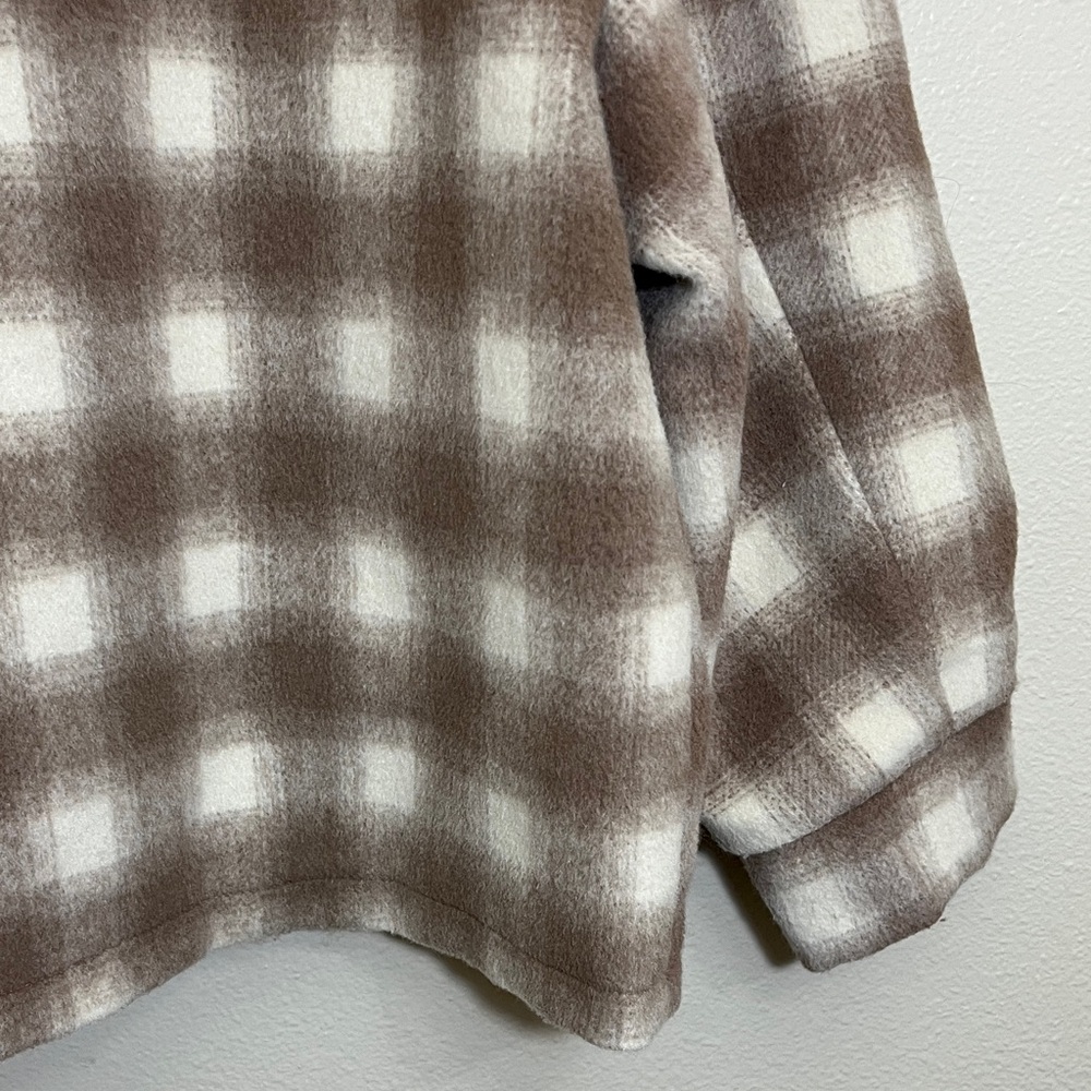 Vigoss Brown Cream Checkered Button Jacket - Picture 12 of 16